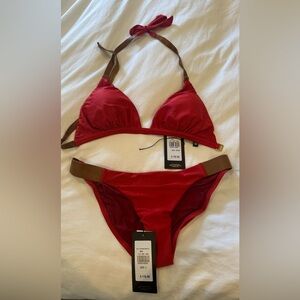 Vix brand new red bikini with leather strap - size large